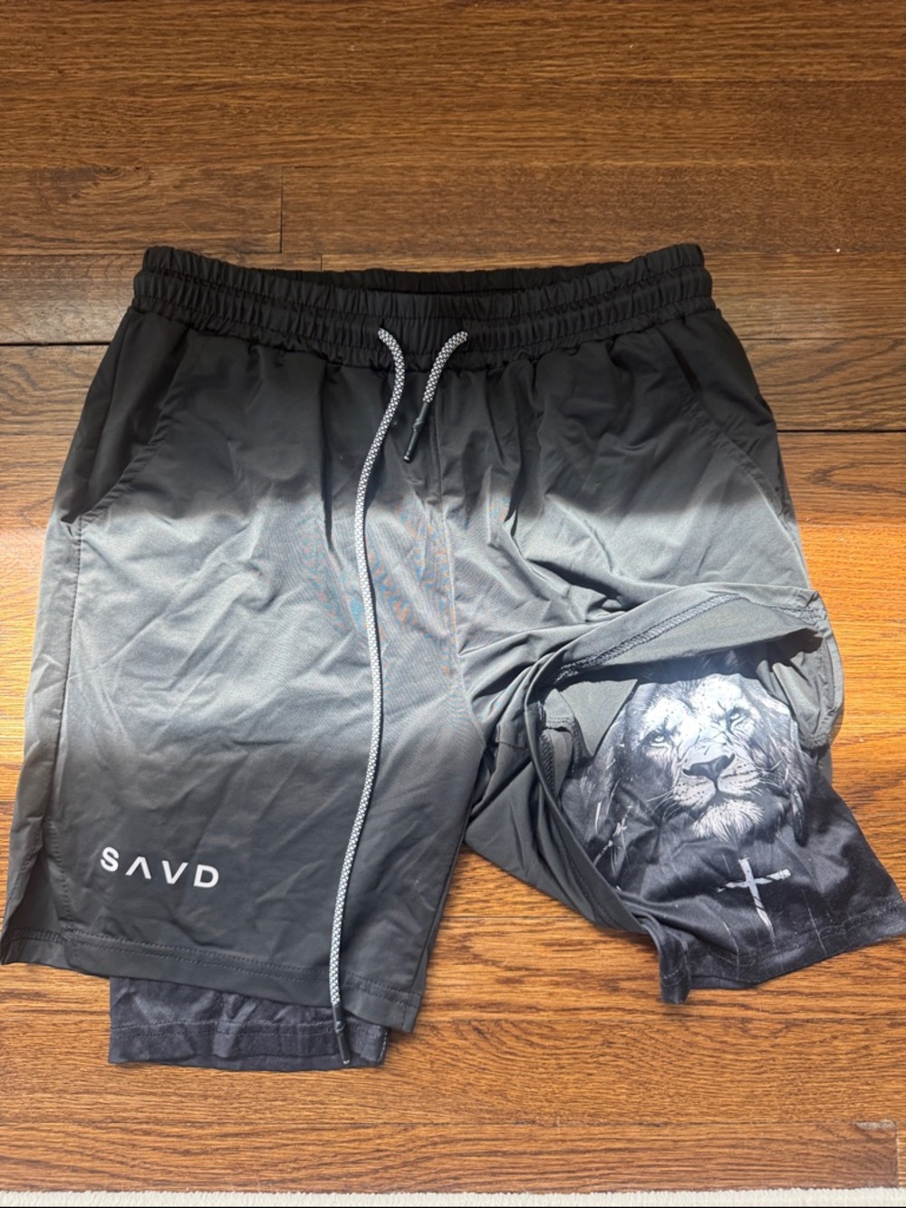 Men's Black Athletic Shorts with Graphic Liner